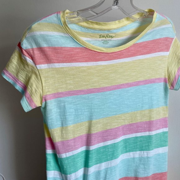 Lilly Pulitzer Lazy Days Stripe Short Sleeve Glin Cotton Scoop T Shirt Top  XS - Picture 10 of 12